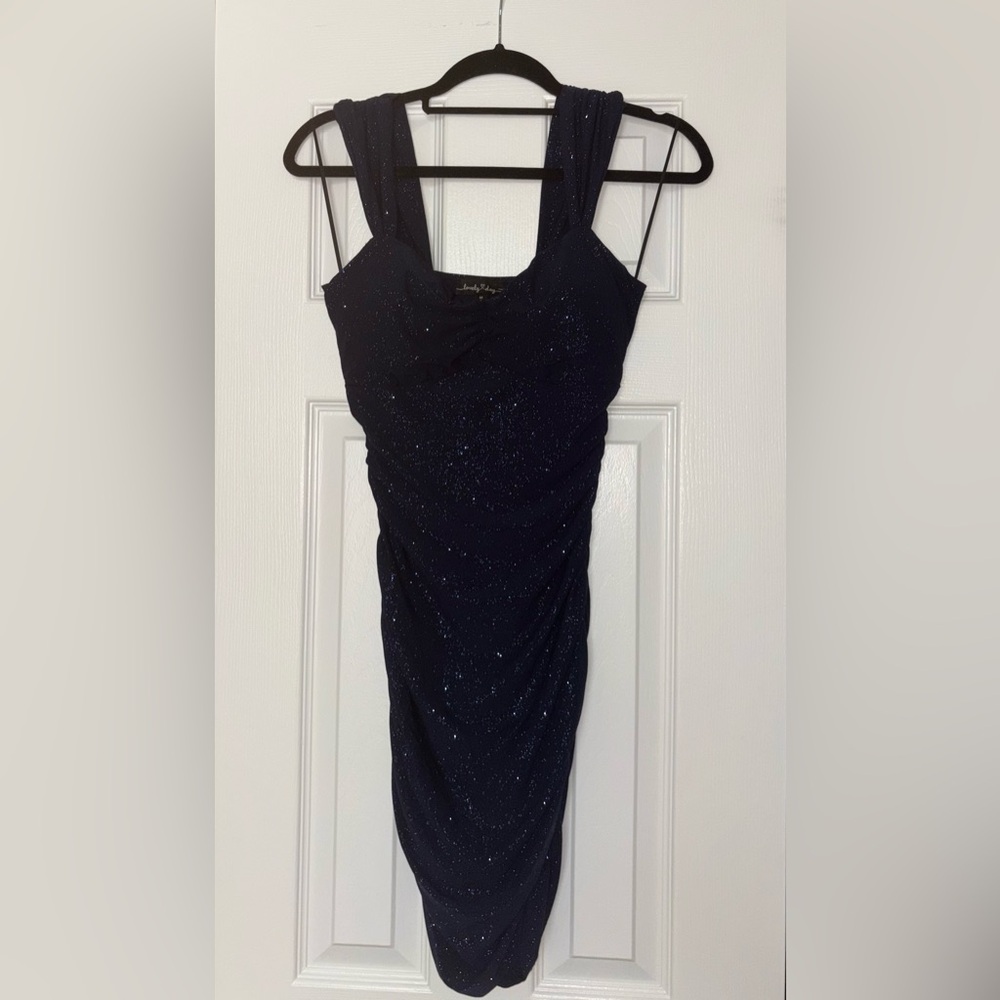 Glitter Sweatheart Navy Sparkle Mini Dress